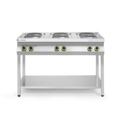 Elektrický vařič Kitchen Line – 6 plotýnek s otevřenou podstavou, HENDI, Kitchen Line, 400V/15600W, 1200x700x(H)900mm | 226230